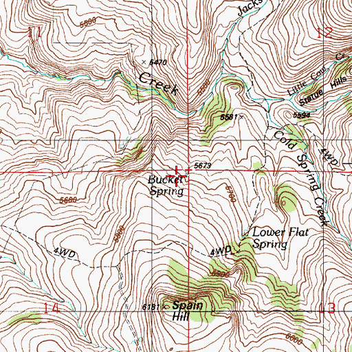 Topographic Map of Bucket Spring, ID