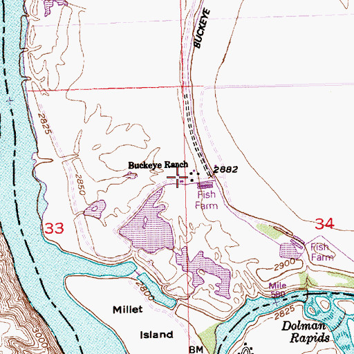Topographic Map of Buckeye Ranch, ID