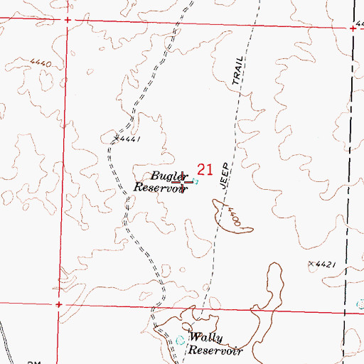 Topographic Map of Bugler Reservoir, ID