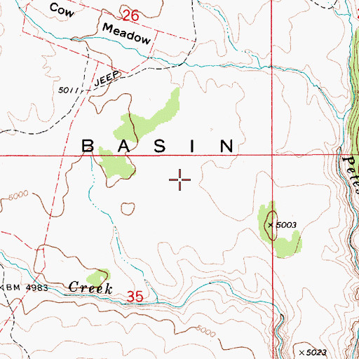 Topographic Map of Bull Basin, ID