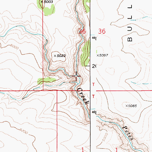 Topographic Map of Bull Basin Creek, ID