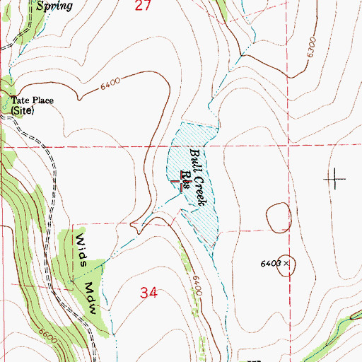 Topographic Map of Bull Creek Reservoir, ID