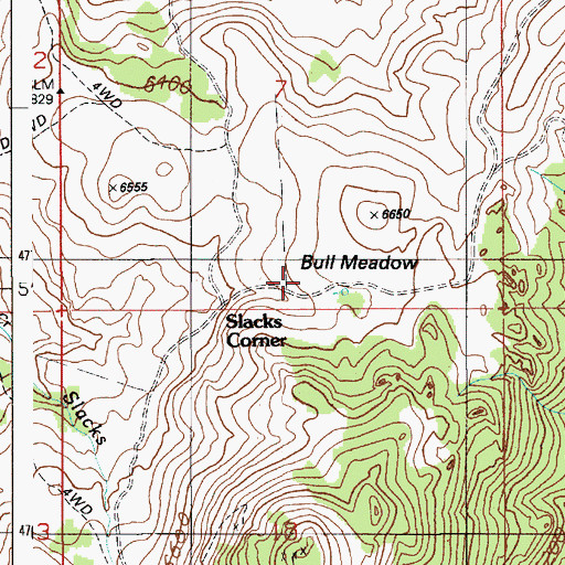 Topographic Map of Bull Meadow, ID
