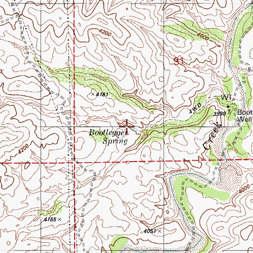 Topographic Map of Bootlegger Spring, AZ