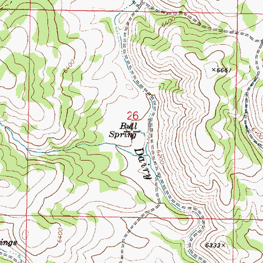 Topographic Map of Bull Spring, ID
