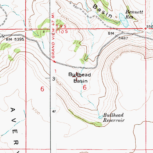 Topographic Map of Bullhead Basin, ID