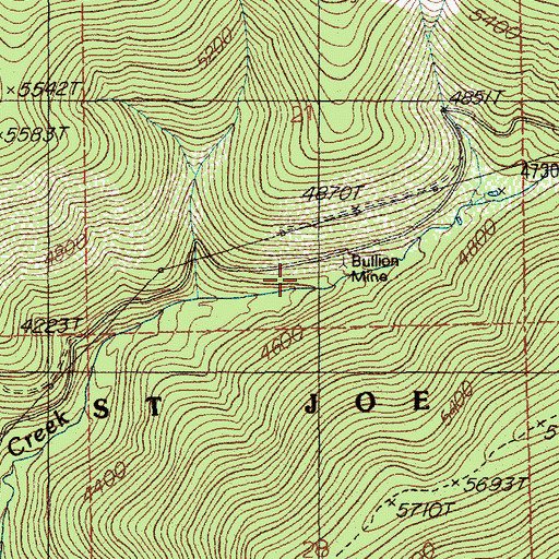 Topographic Map of Bullion Mine, ID