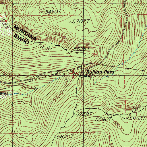 Topographic Map of Bullion Pass, ID