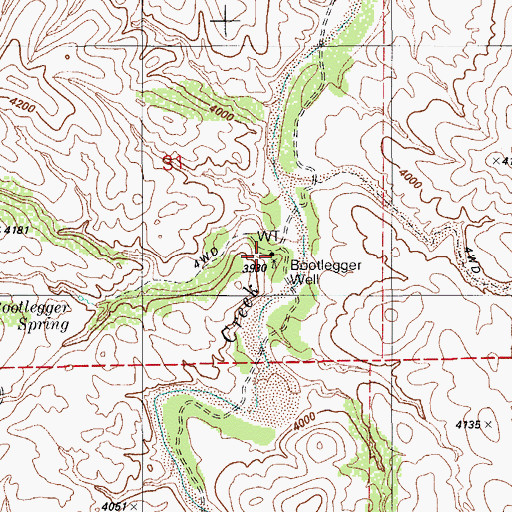 Topographic Map of Bootlegger Well, AZ