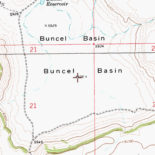 Topographic Map of Buncel Basin, ID