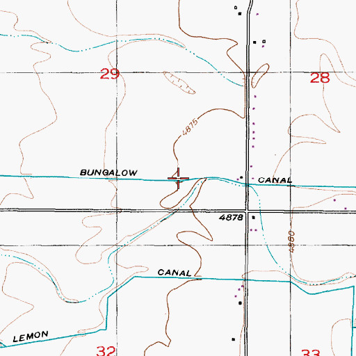 Topographic Map of Bungalow Canal, ID