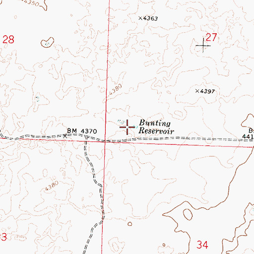 Topographic Map of Bunting Reservoir, ID