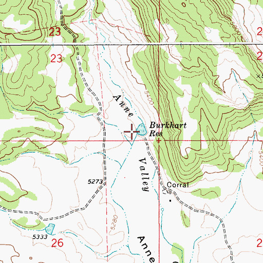Topographic Map of Burkhart Reservoir, ID