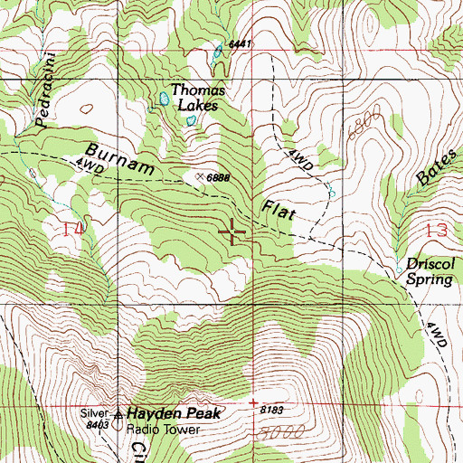 Topographic Map of Burnam Flat, ID