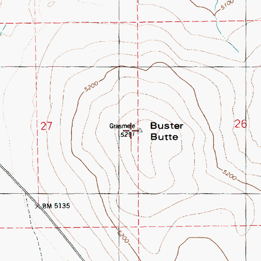 Topographic Map of Buster Butte, ID