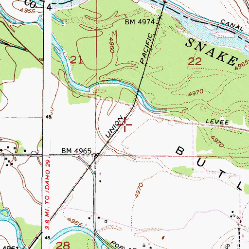 Topographic Map of Butler Island, ID
