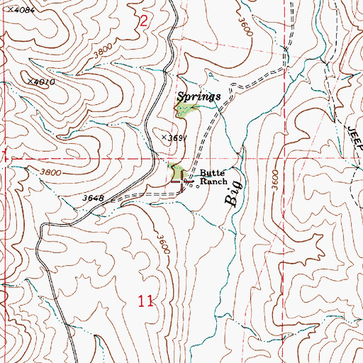 Topographic Map of Butte Ranch, ID