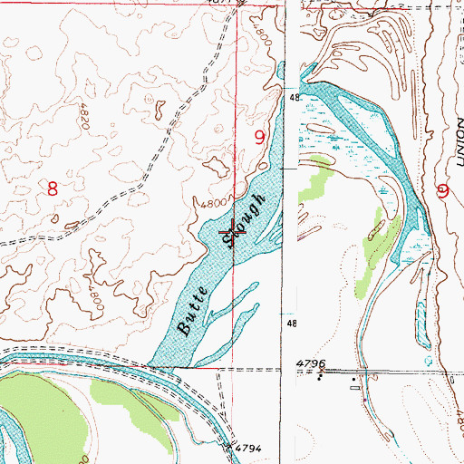 Topographic Map of Butte Slough, ID