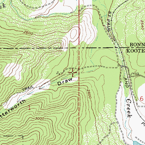 Topographic Map of Butterworth Draw, ID