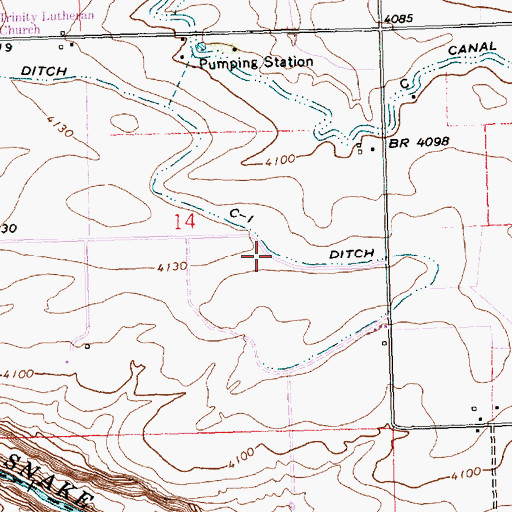 Topographic Map of C-1 Ditch, ID