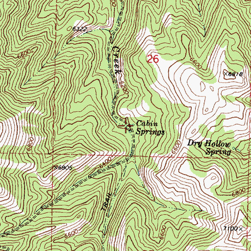 Topographic Map of Cabin Springs, ID