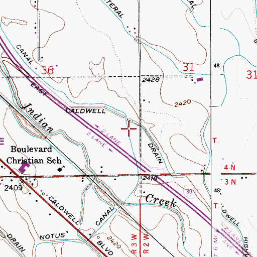 Topographic Map of Caldwell Drain, ID