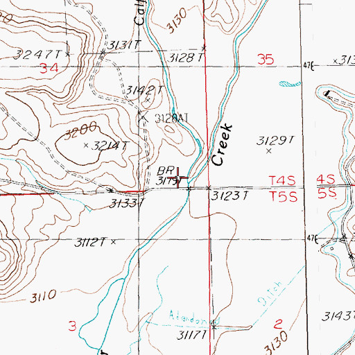 Topographic Map of Calf Creek, ID