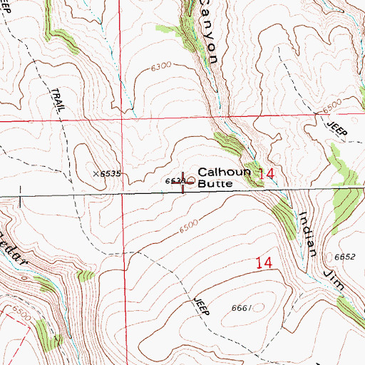 Topographic Map of Calhoun Butte, ID