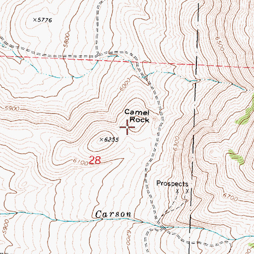 Topographic Map of Camel Rock, ID