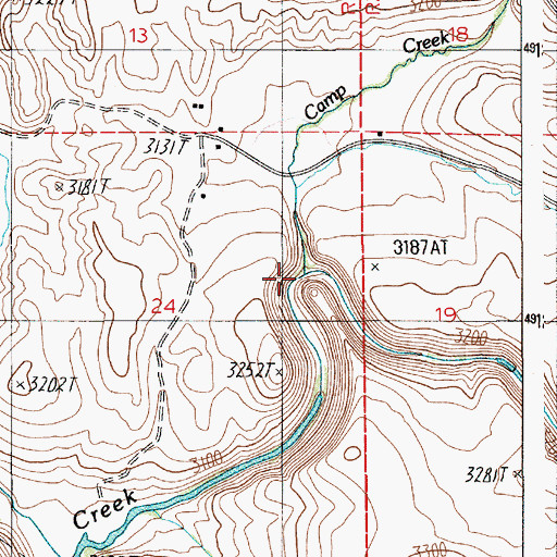 Topographic Map of Camp Creek, ID