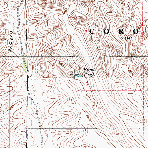 Topographic Map of Boyd Tank, AZ