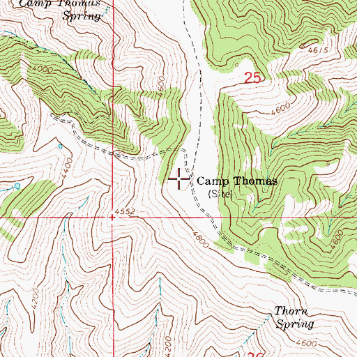 Topographic Map of Camp Thomas, ID
