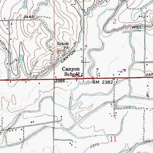 Topographic Map of Canyon School, ID