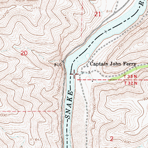 Topographic Map of Captain John Creek, ID
