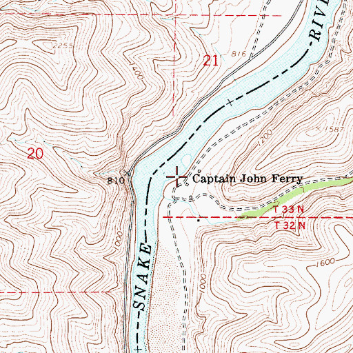 Topographic Map of Captain John Ferry, ID