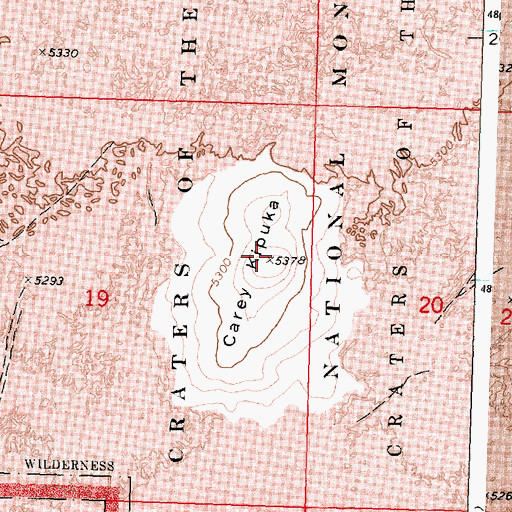 Topographic Map of Carey Kipuka, ID