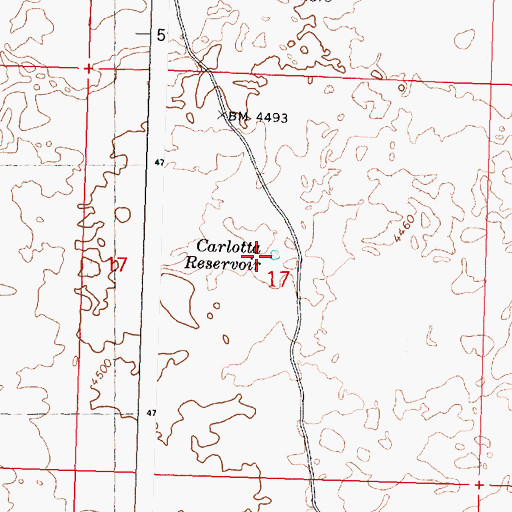 Topographic Map of Carlotta Reservoir, ID