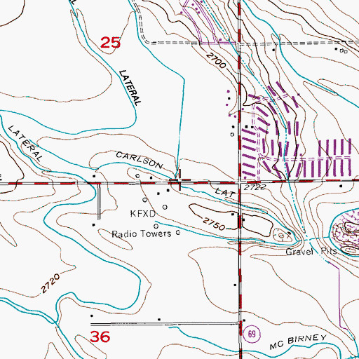 Topographic Map of Carlson Lateral, ID