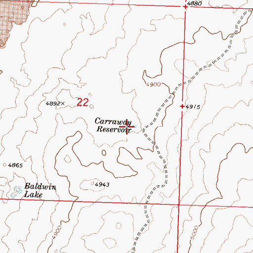 Topographic Map of Carraway Reservoir, ID
