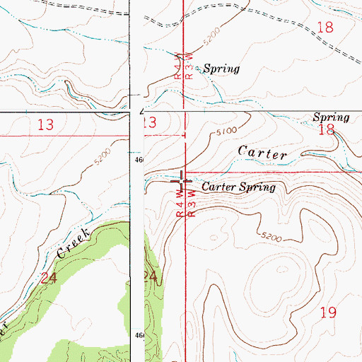 Topographic Map of Carter Spring, ID