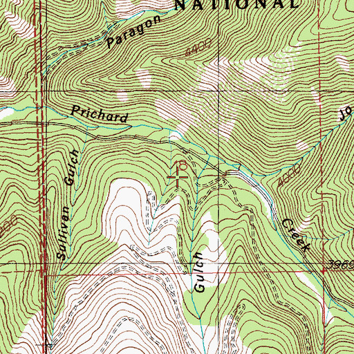 Topographic Map of Cascade Gulch, ID