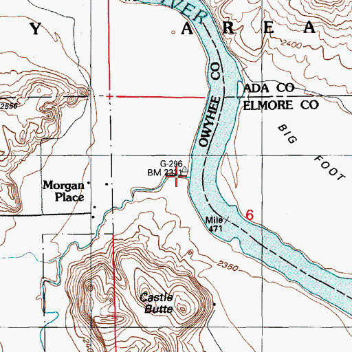 Topographic Map of Castle Creek, ID