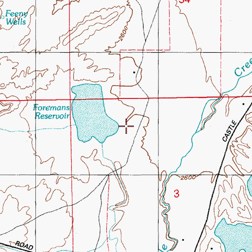 Topographic Map of Castle Creek School, ID