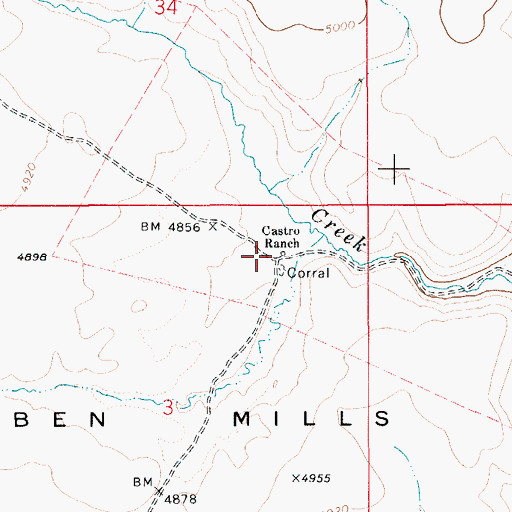 Topographic Map of Castro Ranch, ID