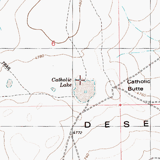 Topographic Map of Catholic Lake, ID