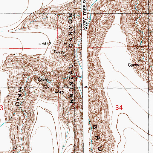Topographic Map of Cave Draw, ID