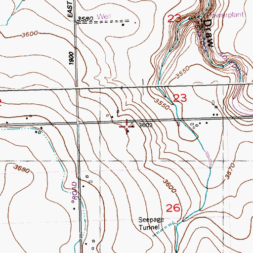 Topographic Map of Cedar Draw School, ID