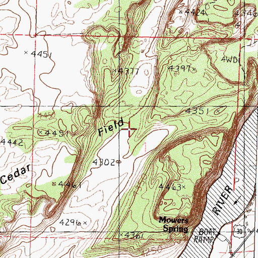 Topographic Map of Cedar Field, ID