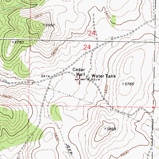 Topographic Map of Cedar Well, ID