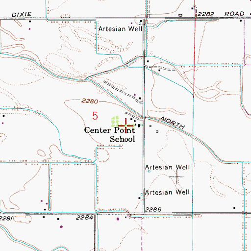 Topographic Map of Center Point School, ID